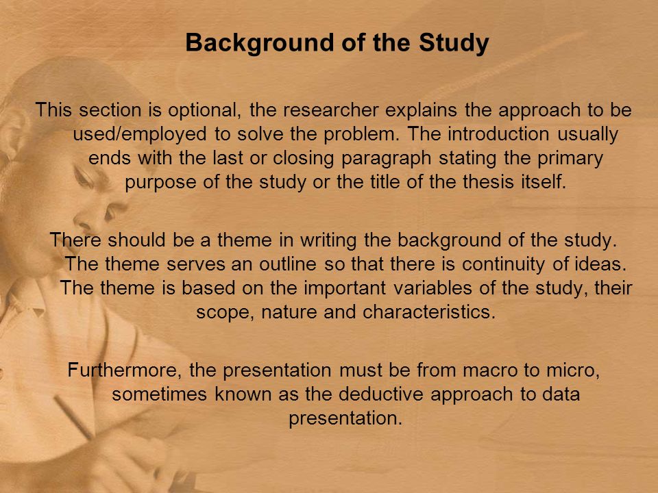 The problem and i’ts background Essay Sample
